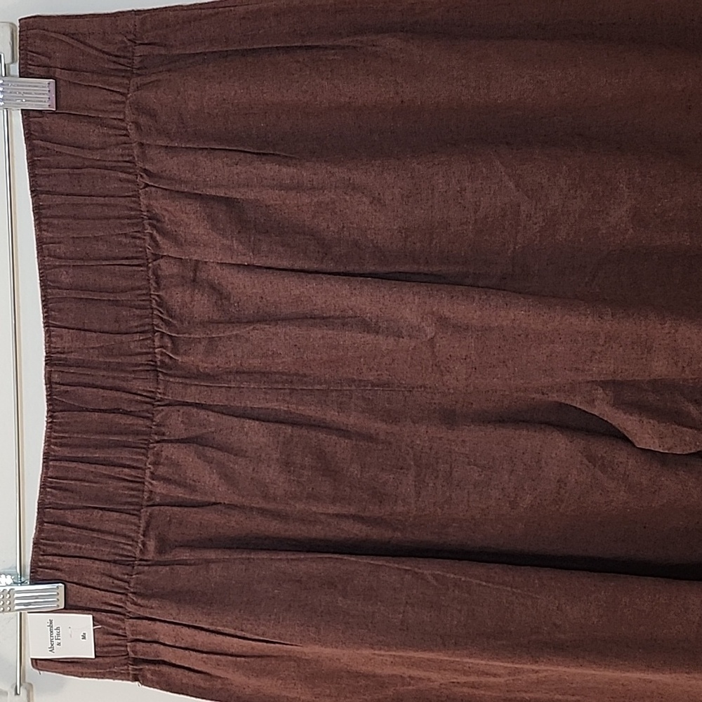 NWT Abercrombie&Fitch 53% Linen Pleated Wide Leg Pants Chocolote  Brown Sz M - Picture 12 of 16